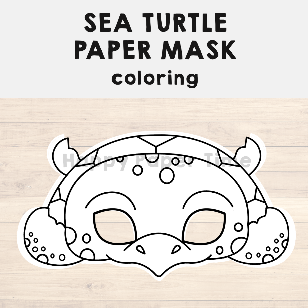 Sea turtle paper mask printable ocean animal coloring craft activity made by teachers