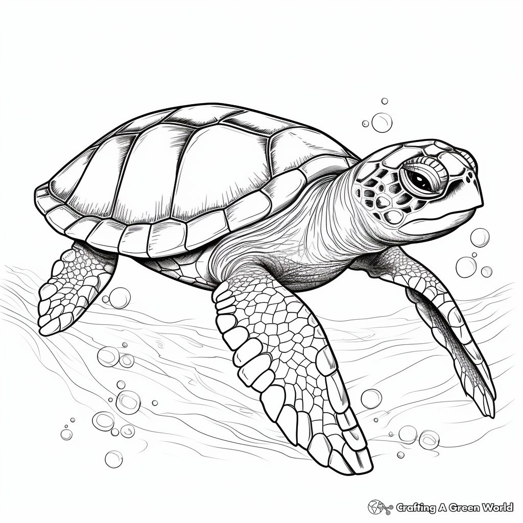 Realistic sea turtle coloring pages