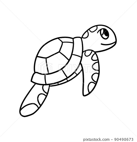 Sea turtle isolated coloring page for kids