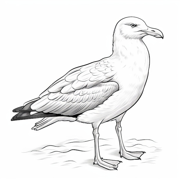 Premium ai image seagull coloring pages alex gross style sketchfab seagull outlines