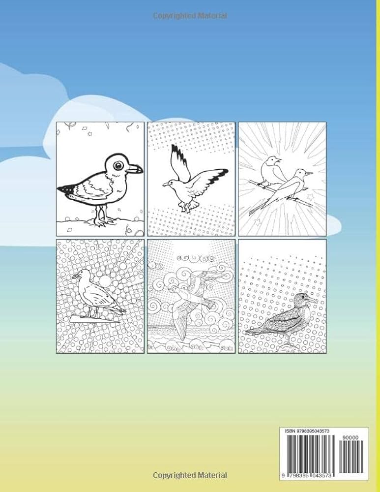 Seagull coloring book for adults easy and unique relieving seagull coloring pages for stress relief adults coloring book horton hadwin books