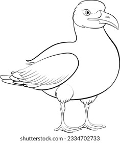 Vector cartoon illustration seagull outline coloring stock vector royalty free