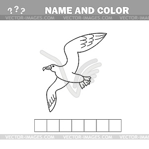 Educational game coloring book seagull bird