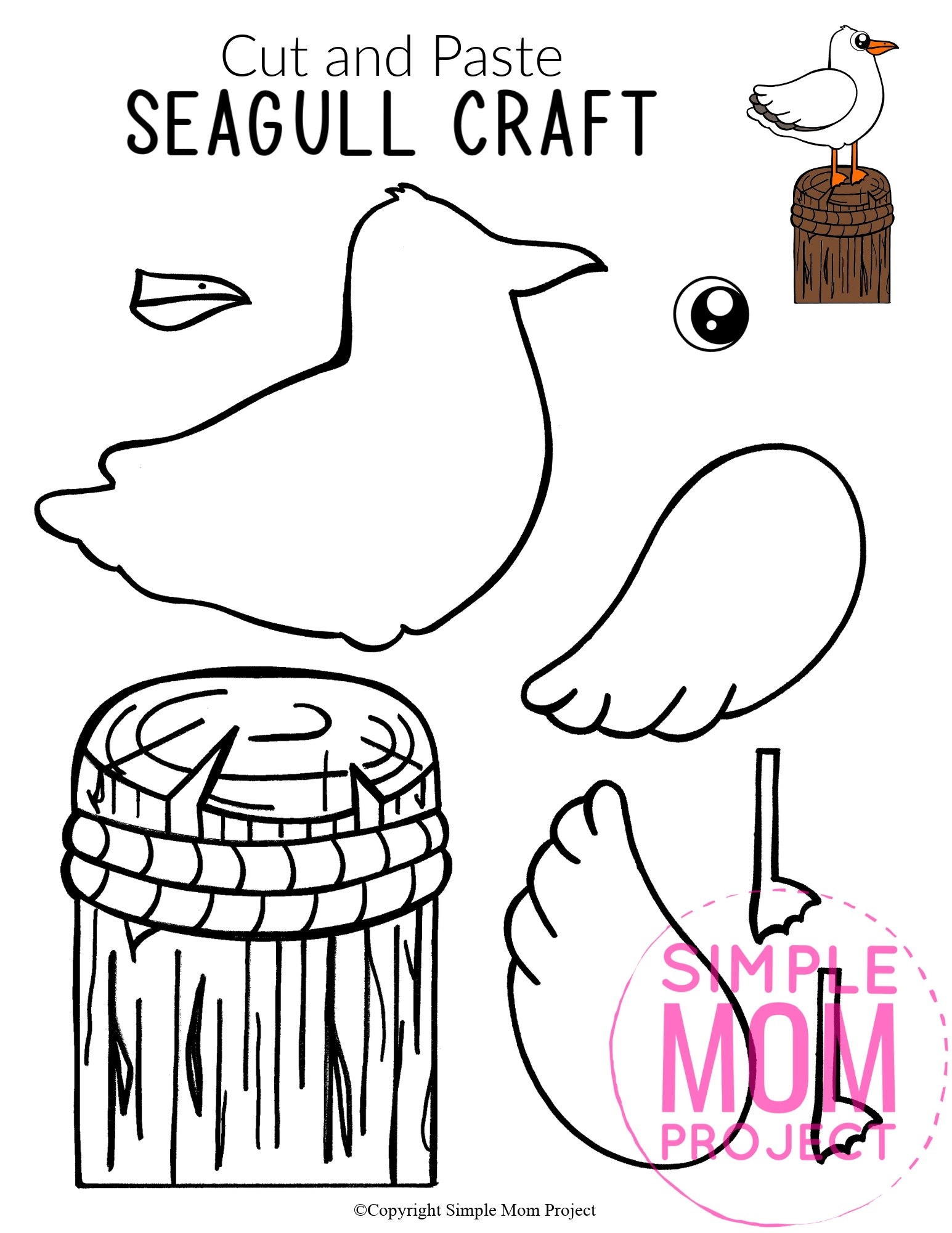 Easy diy seagull craft for kids with free template â simple mom project