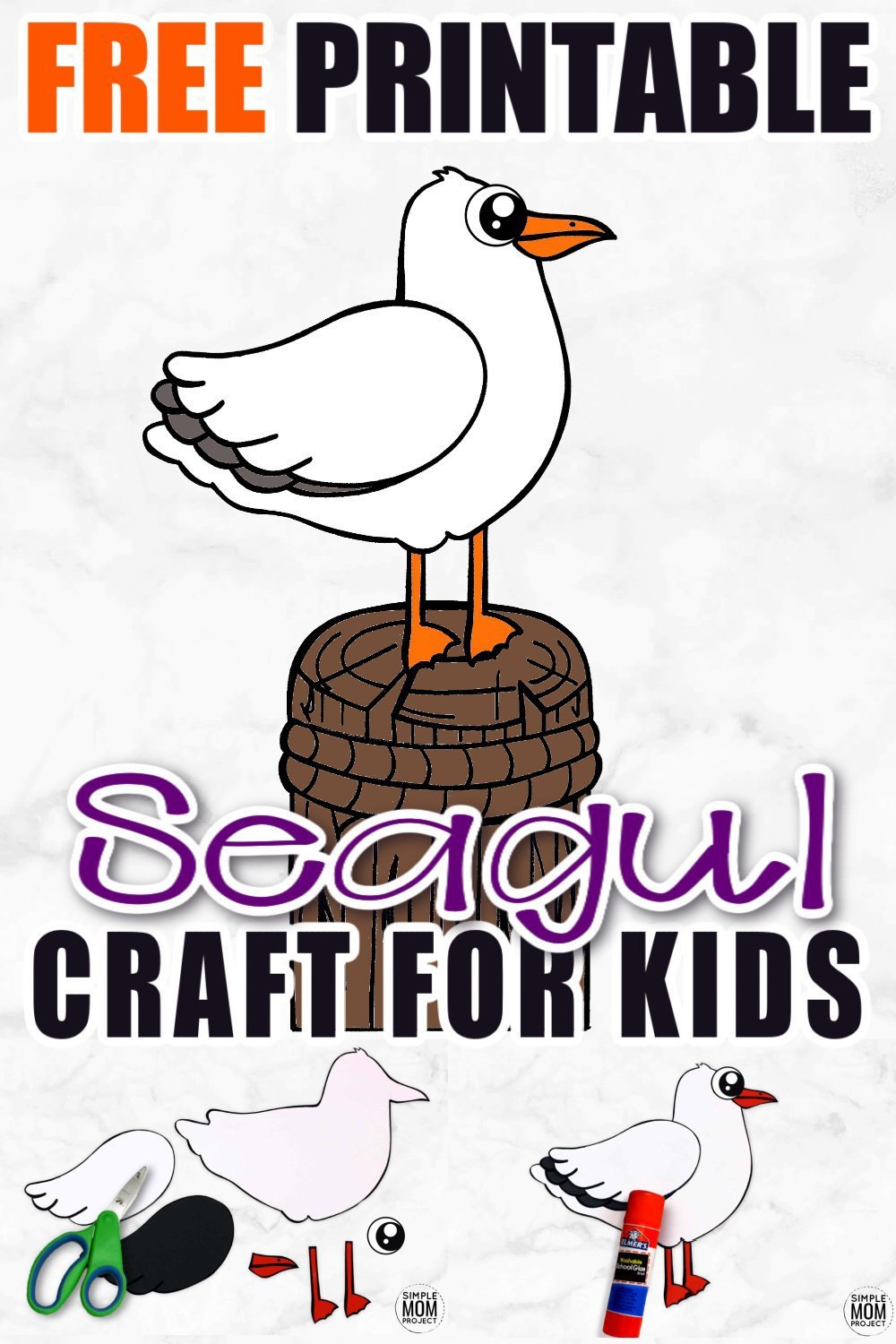 Easy diy seagull craft for kids with free template â simple mom project