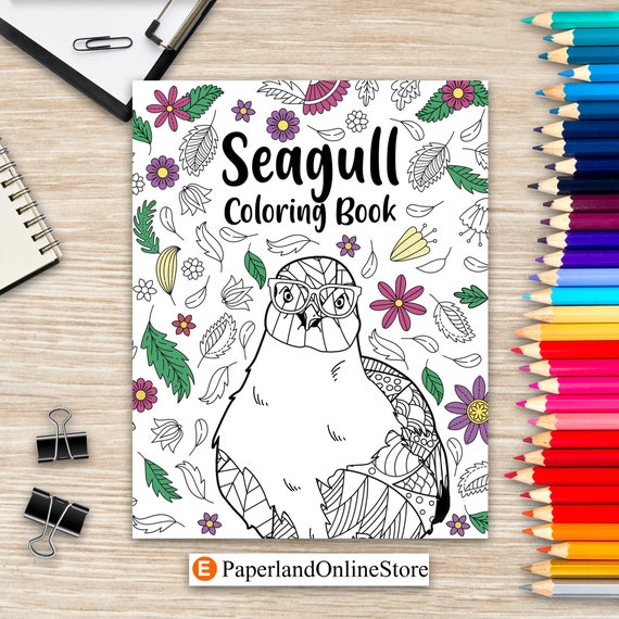 Seagull coloring book adult crafts hobbies coloring books bird floral mandala pages stress relief zentangle picture mine mine mine