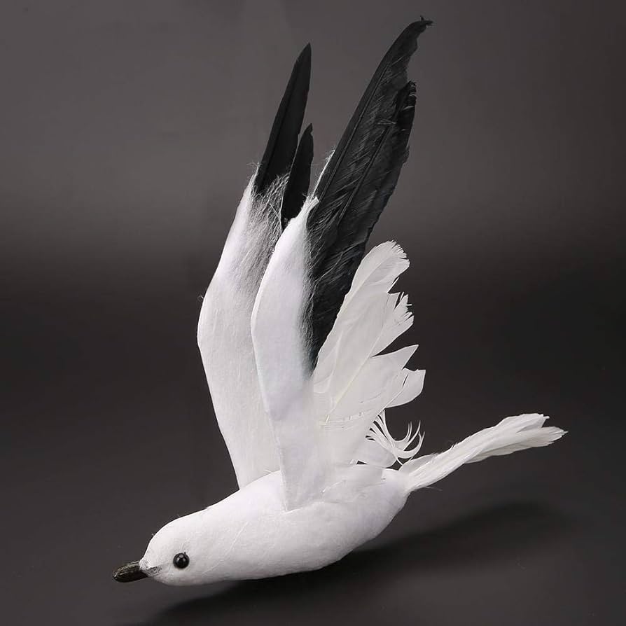 Lwingflyer flying seagull hanging decorations realistic feathered ornaments artificial foam bird statue for christmas displays crafts beach wedding birthday party decor inch small home kitchen