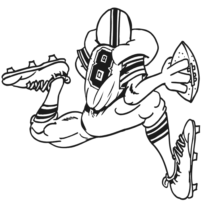 Football coloring picture quarterback running with ball