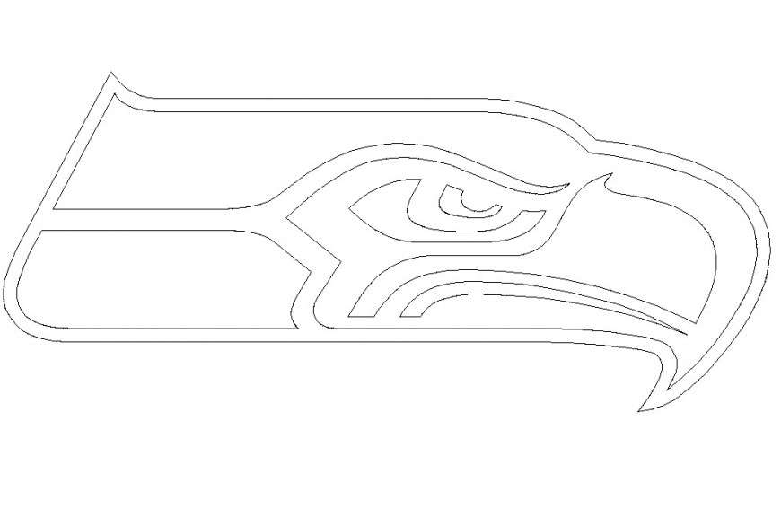 Seahawks logo detail d view cad blocks layout file in autocad format