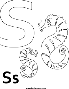 S alphabet coloring page printable letter s seahorse coloring picture