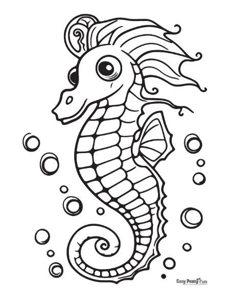 Printable seahorse coloring pages â sheets