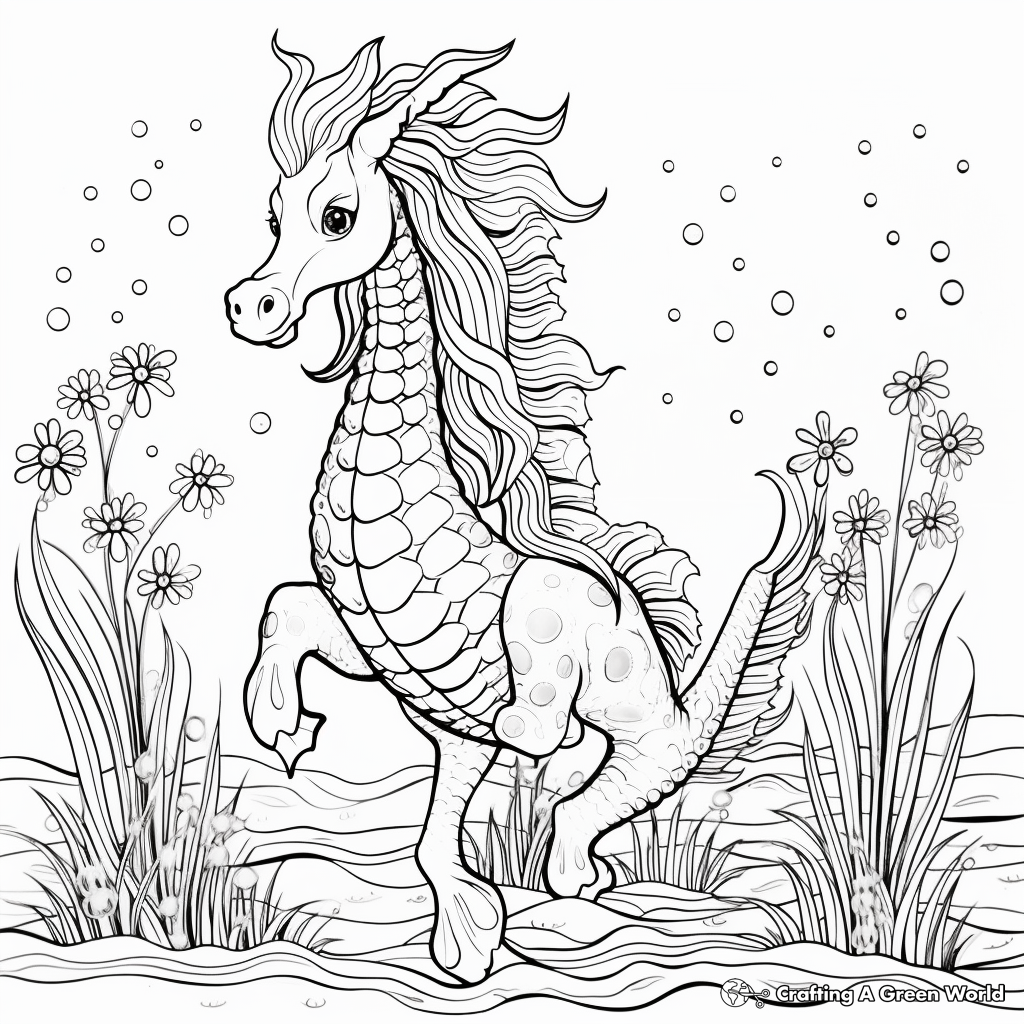 Unicorn seahorse coloring pages