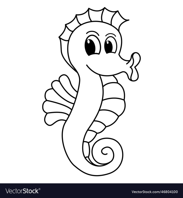 Free seahorse fish cartoon coloring page for