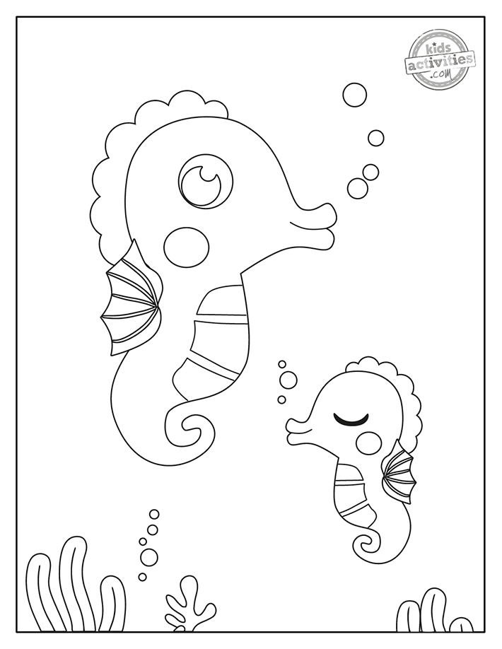 Super cute free printable seahorse coloring pages kids activities blog