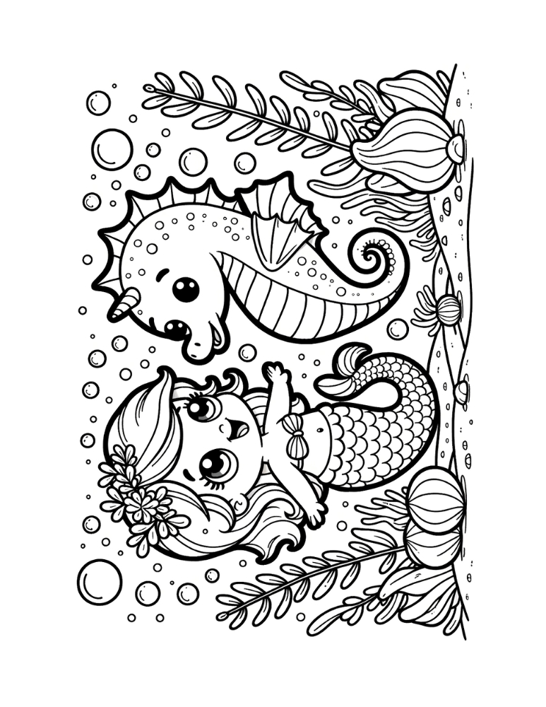 Free seahorse coloring pages for kids