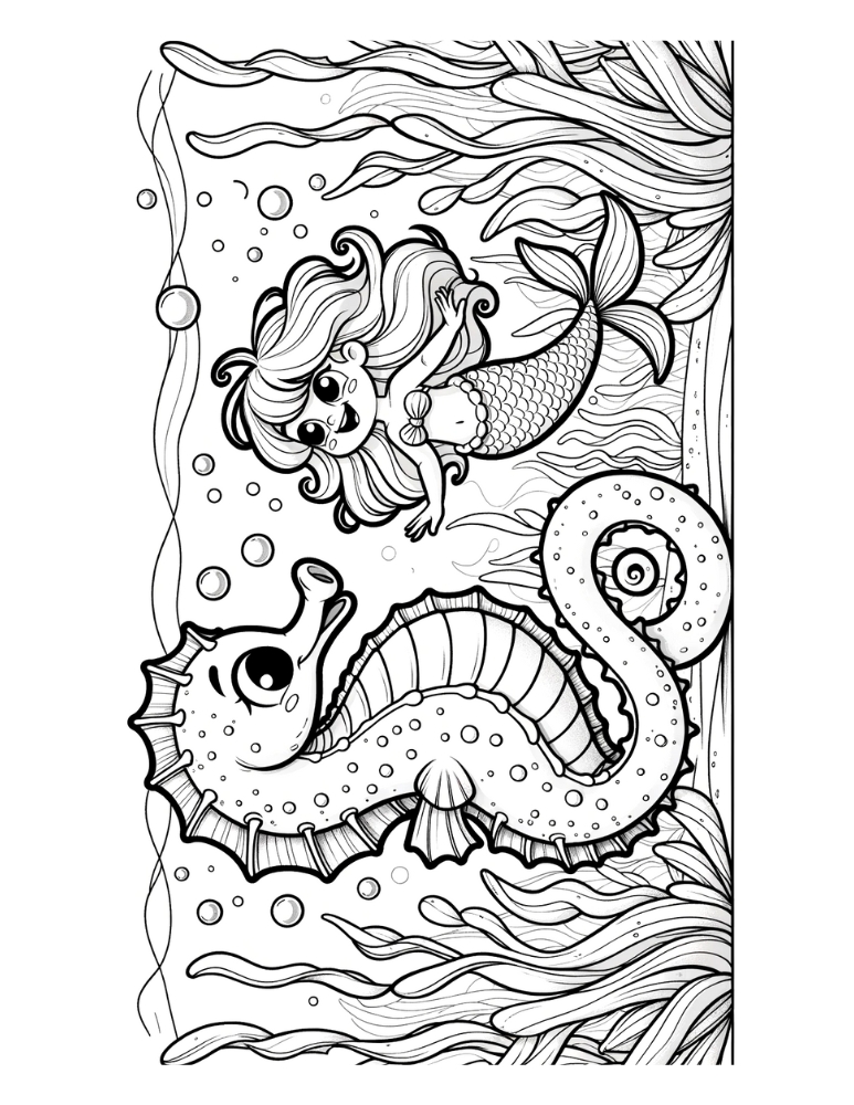 Free seahorse coloring pages for kids