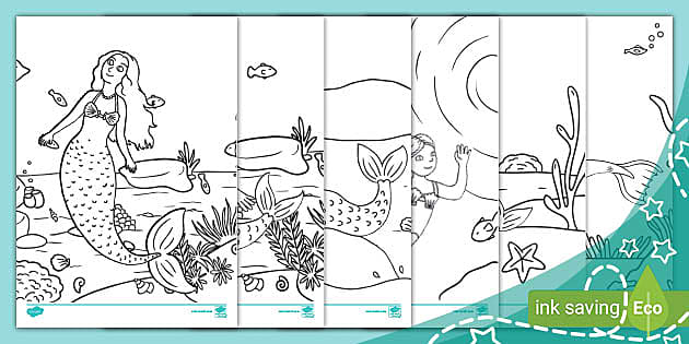 Mermaid colouring pages for children teacher made