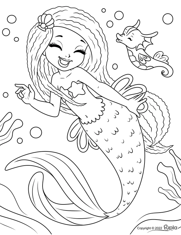 Ðï cute mermaid with seahorse