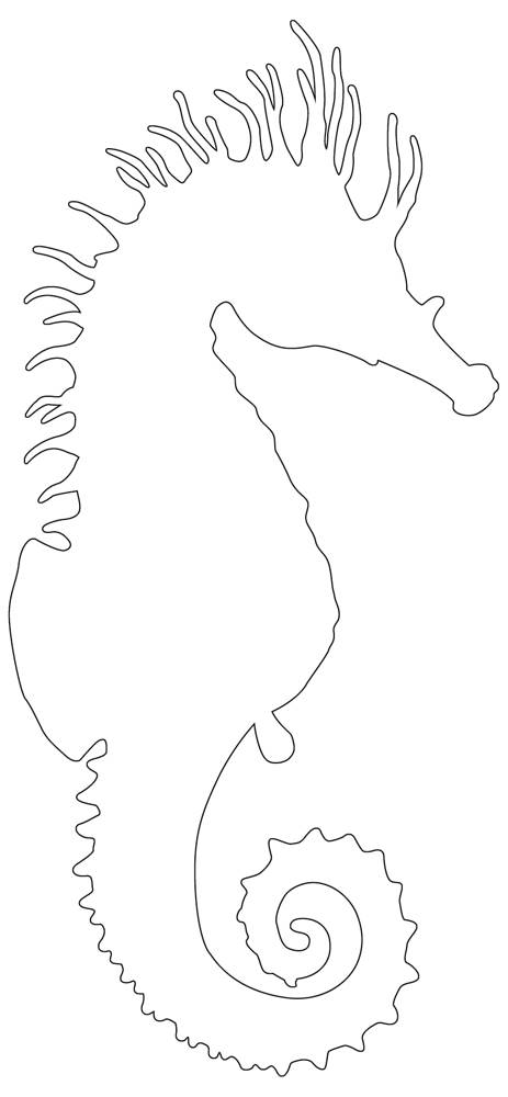 Seahorse outline free printable coloring page