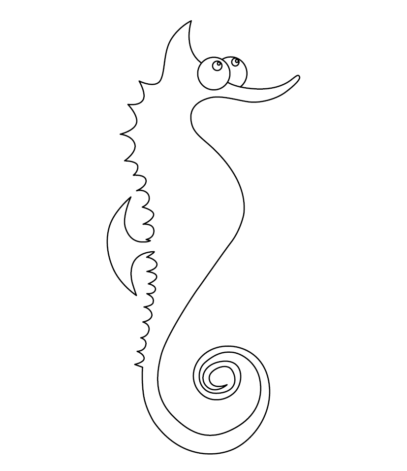 Seahorse colouring page free colouring book for children â monkey pen store