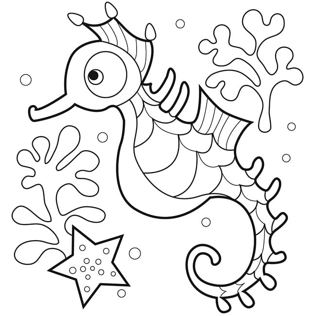Seahorse shape s crafts colouring pages