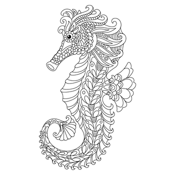 Seahorse zentangle coloring pages by youssef it tpt