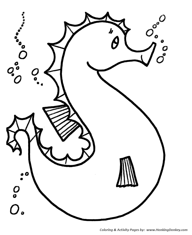 Simple shapes coloring pages free printable simple shapes seahorse coloring activity pages for pre