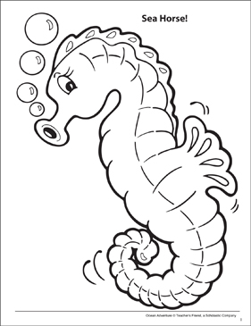 Seahorse ocean adventure coloring page printable coloring pages