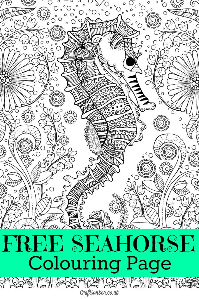 Free seahorse louring page for adults
