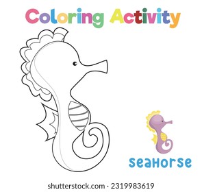 Colouring sea life seahorse coloring sea stock vector royalty free