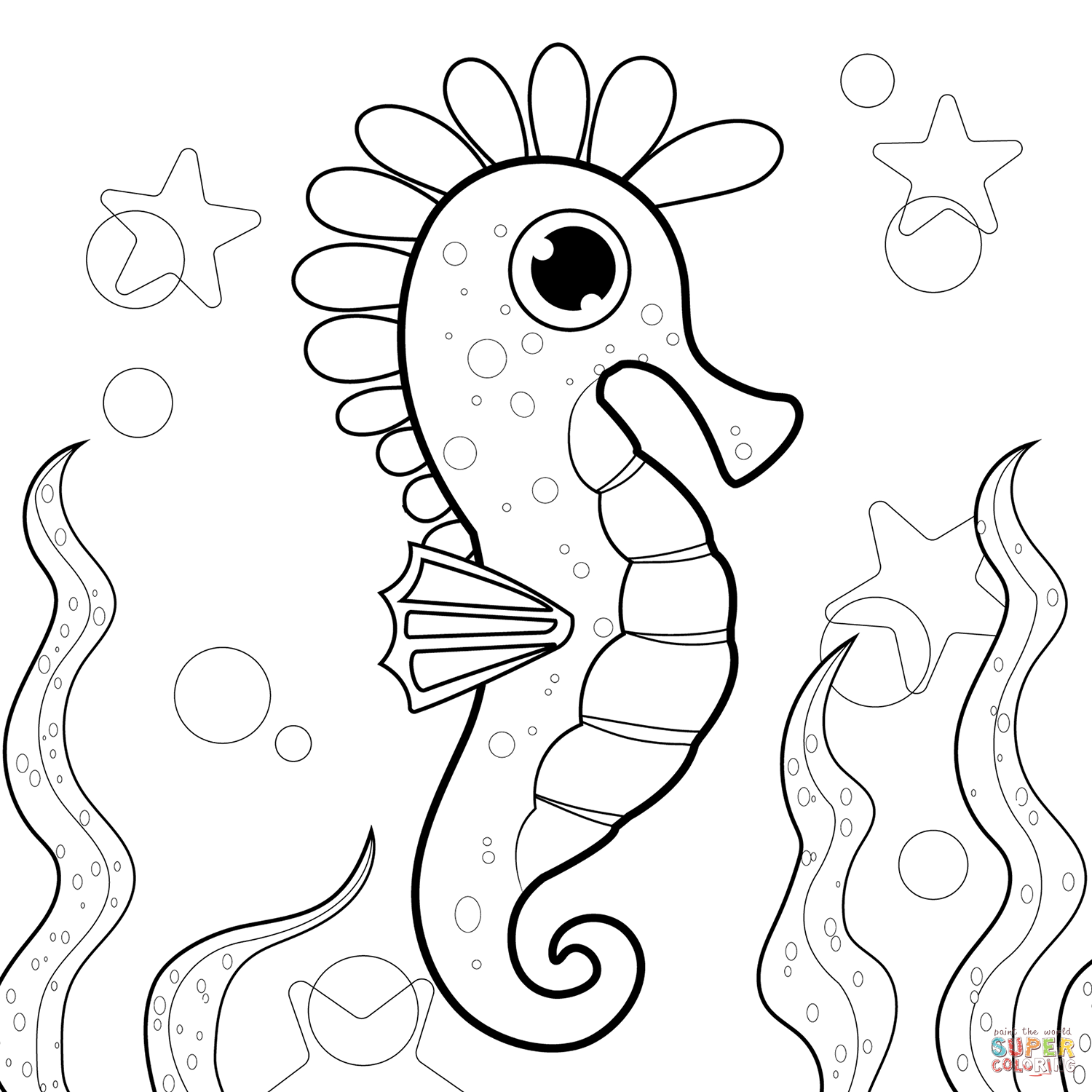 Seahorse coloring page free printable coloring pages