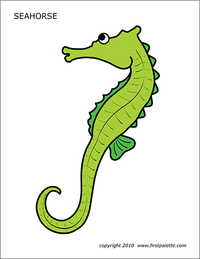 Seahorse free printable templates coloring pages