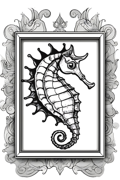 Premium ai image seahorse coloring page printable qualityblack and white poster quality