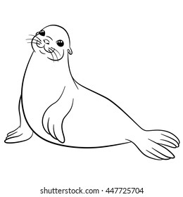 Coloring pages little cute fur seal stock vector royalty free