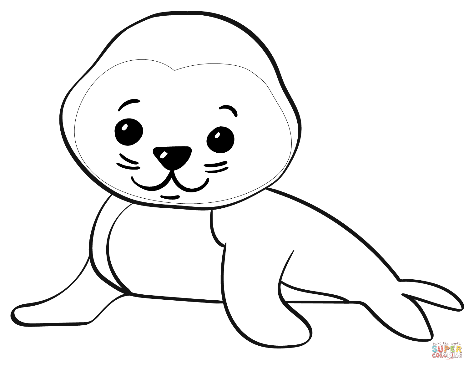 Cute cartoon seal coloring page free printable coloring pages