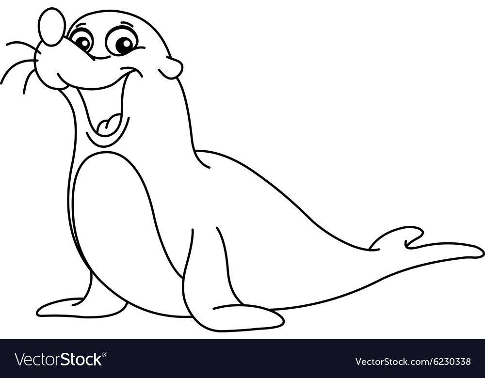 Outled happy seal vector illustration colorg page download a free preview or high quality adobe illusâ black and white cartoon lion vector cartoon animals