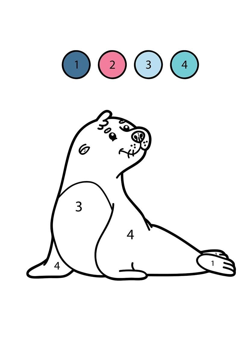 Free printable color by number coloring pages for preschool kids