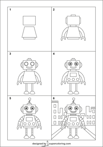 How to draw a cartoon robot free printable puzzle games