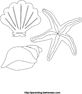 Sea shells beach vacation coloring page