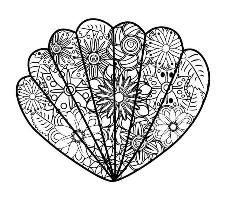 Painted seashell coloring page