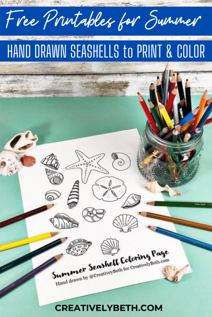 Free summer seashell coloring page