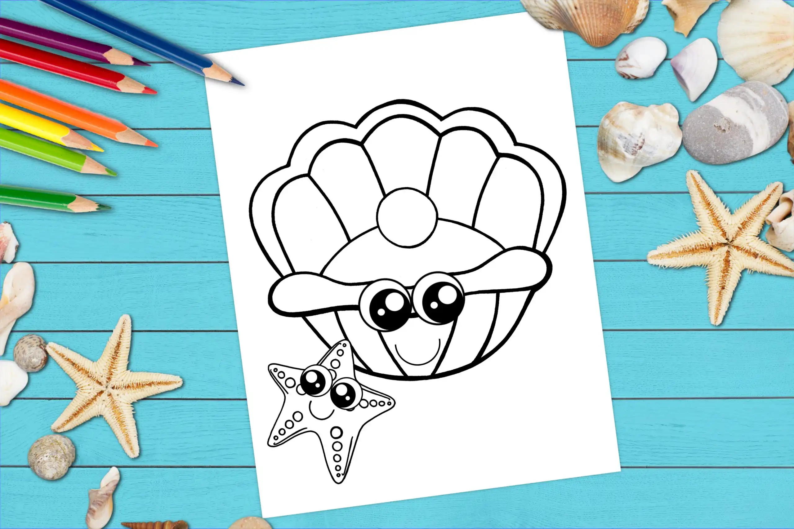Free printable clam shell coloring page â simple mom project