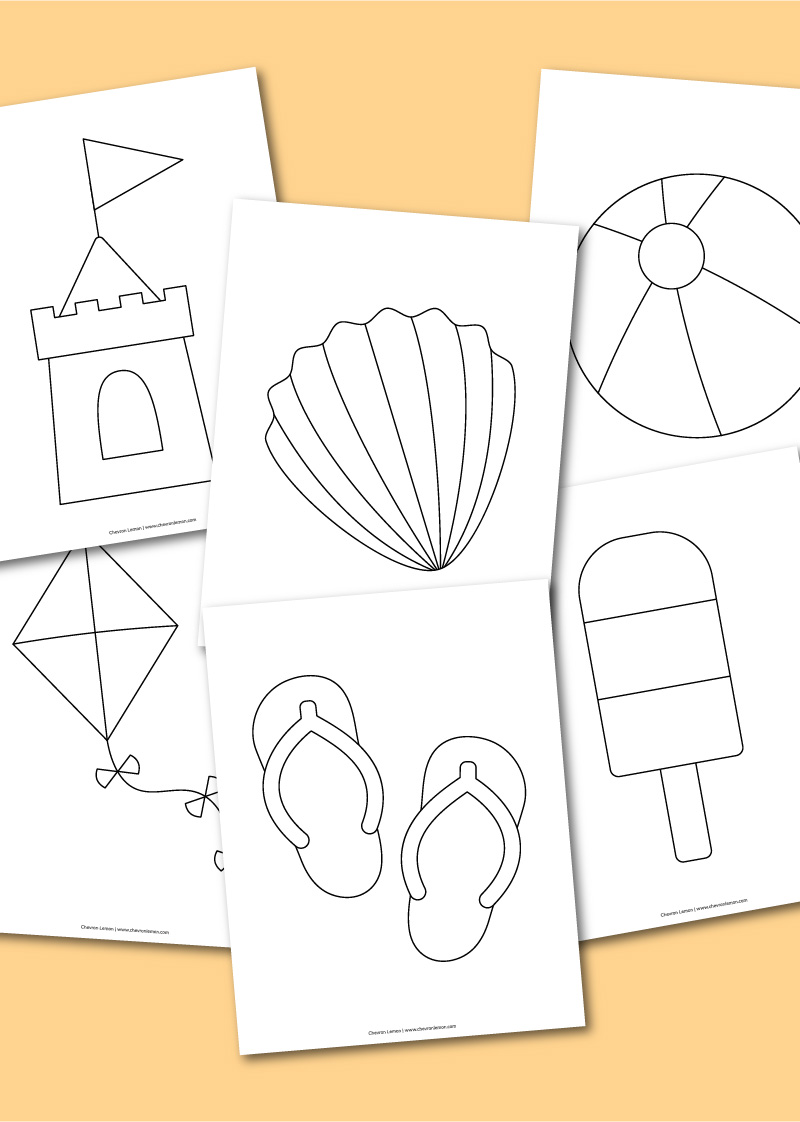 Easy printable beach coloring pages