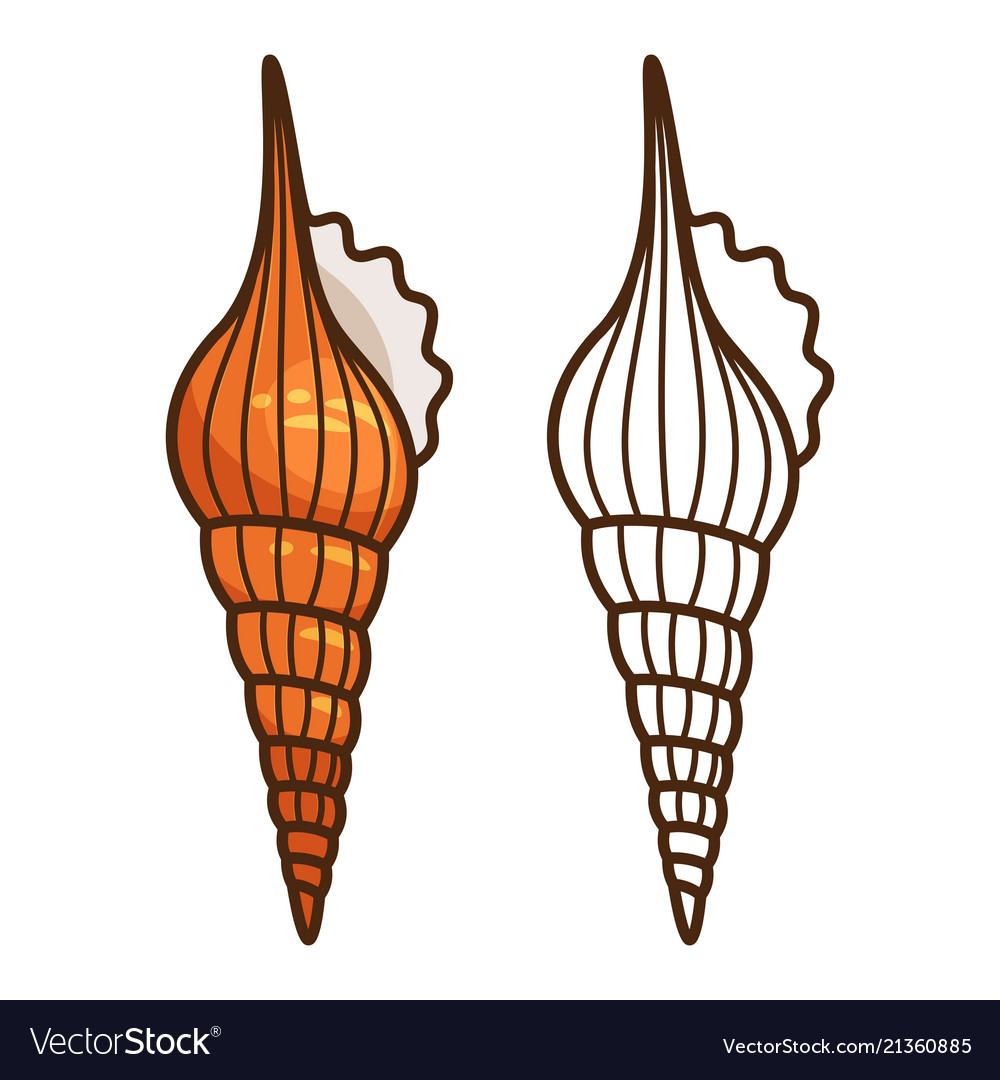 Cartoon sea shell kids coloring page royalty free vector