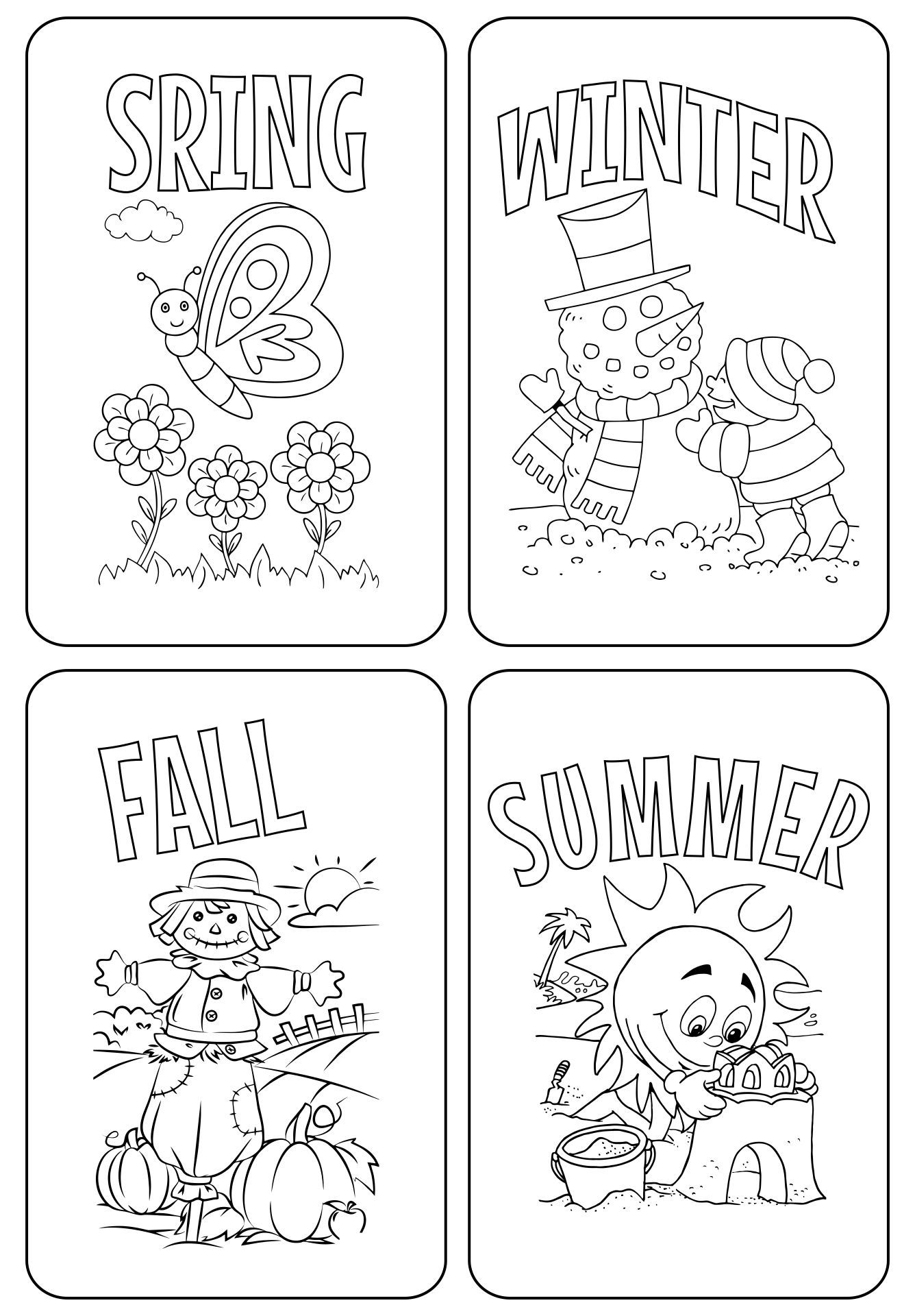 Four seasons coloring page seasons preschool preschool coloring pages seasons kindergarten
