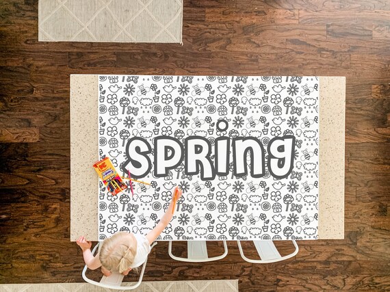 Spring time seasons table top coloring page extra large poster large coloring page kids activity kids coloring coloring banner
