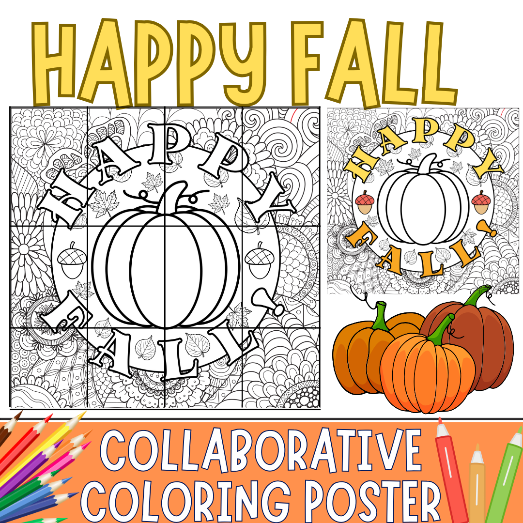 Fall bulletin board coloring pumpkin seasonal decor collaborative poster craft made by teachers