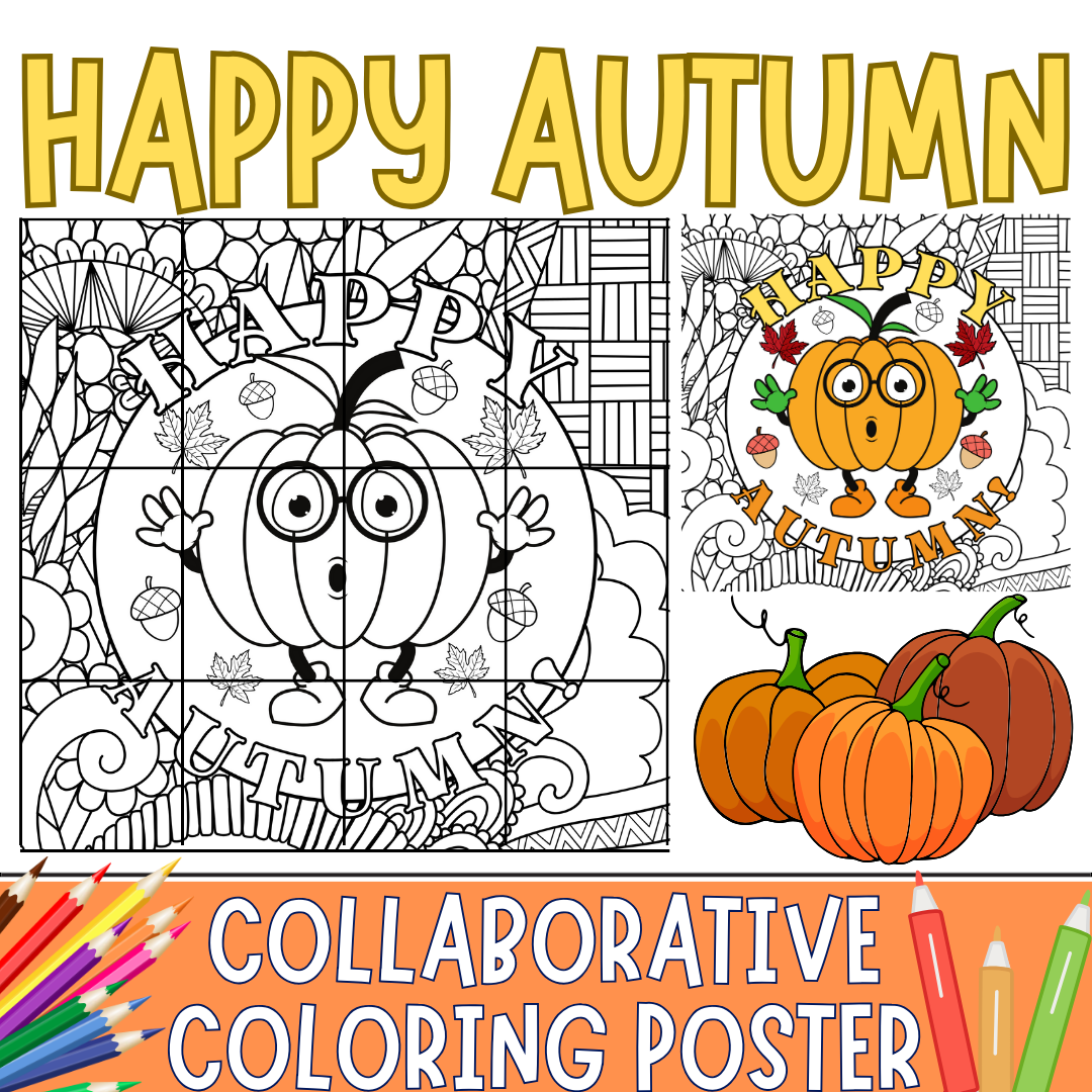 Autumn bulletin board coloring pumpkin seasonal decor collaborative poster made by teachers