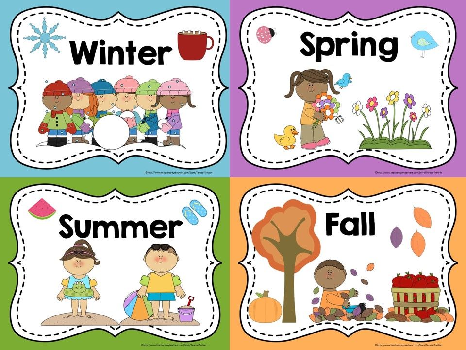 Free seasons posters and coloring sheets seasons preschool preschool classroom seasons posters