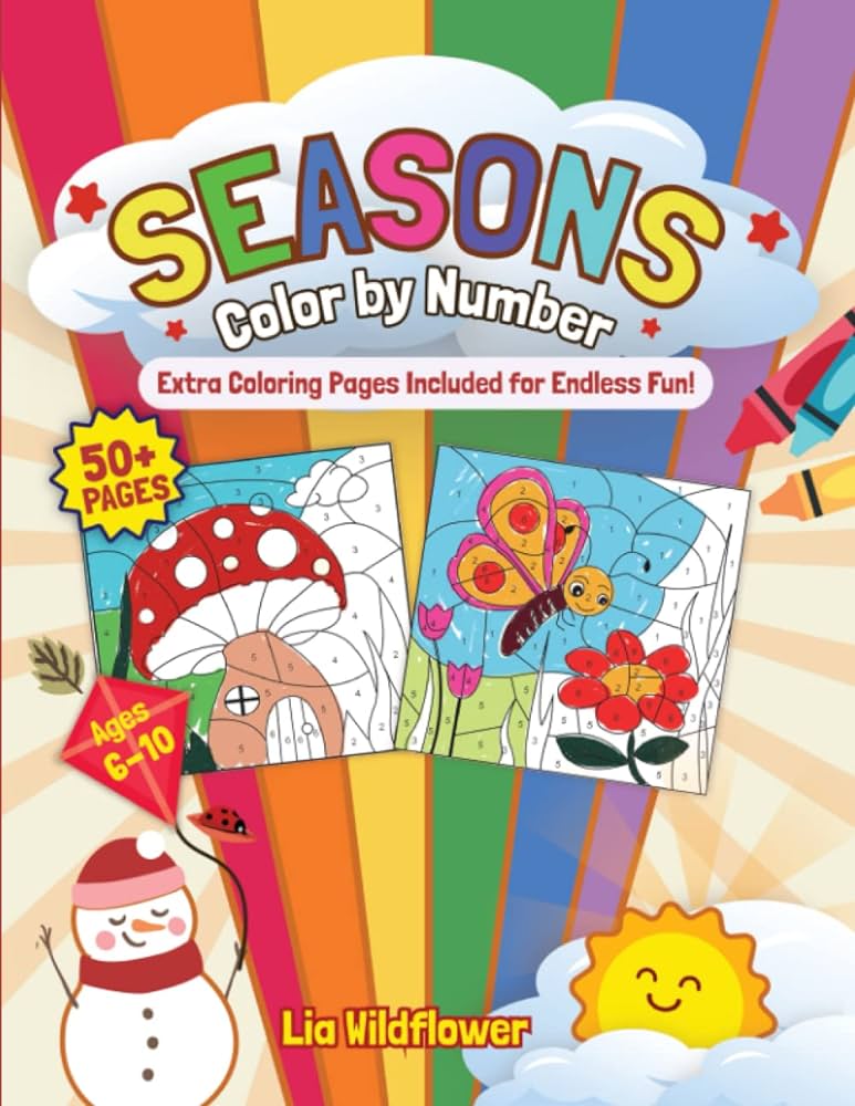 Seasons color by number for kids extra by wildflower lia